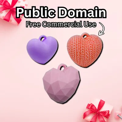 Bộ Móc Khóa Trái Tim - Kiểu Đan/Classic/LowPoly - FreeUse