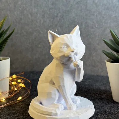 Mèo Dễ Thương (Cute Cat) – Mẫu 3D tối giản, thanh lịch