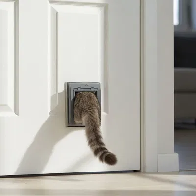 Cửa mèo (cat door) 3 phần cho cửa dày từ 4 cm