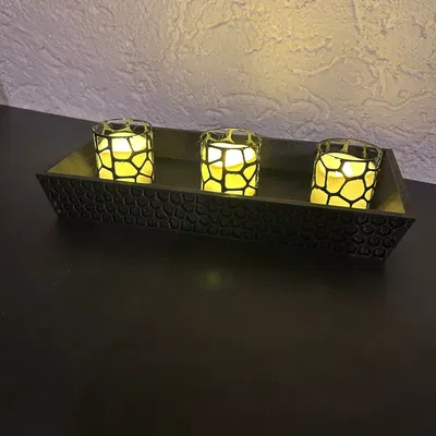 Đế Nến Tea Light Voronoi 3 Ngăn (Triple Voronoi Tea Light Holder)