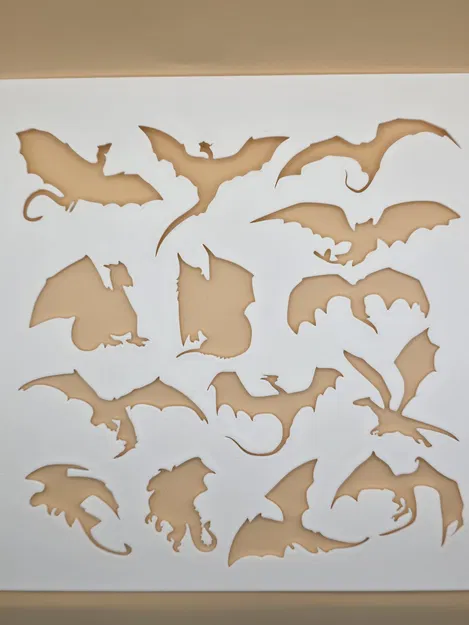 Dračí siluetová šablona – Bộ khuôn stencil silhouette rồng - Image 1