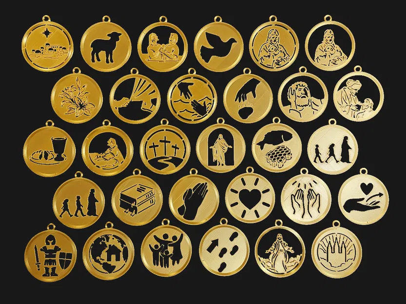 30 Medallion/Huy chương/Bùa trang trí/Icon biểu tượng Kitô giáo - Image 1