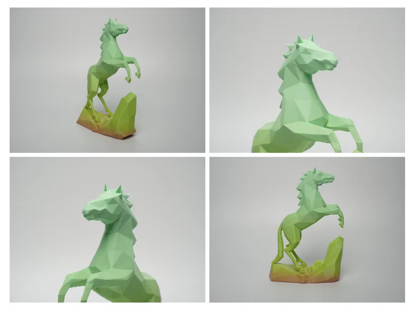 Tượng Ngựa Chồm Low Poly (Low Poly Rearing Horse Sculpture) - Image 5