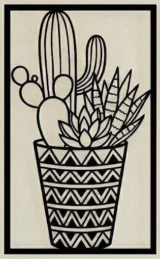 Tranh treo tường Xương rồng & Sen đá | Chậu hình học | Bộ cây Boho - Image 2