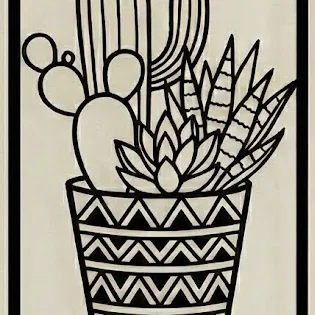 Tranh treo tường Xương rồng & Sen đá | Chậu hình học | Bộ cây Boho