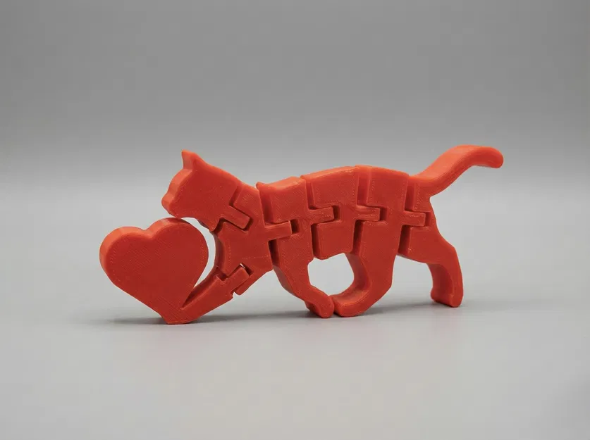 Valentine Flexi Cat – Mèo dẻo khớp nối ngậm trái tim - Image 1