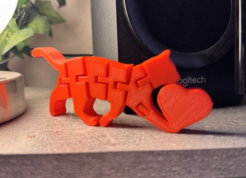 Valentine Flexi Cat – Mèo dẻo khớp nối ngậm trái tim - Image 2