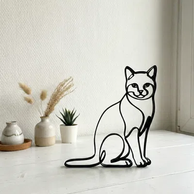 Mèo One Line – Decor Tối Giản Hiện Đại