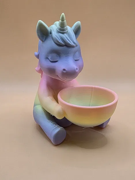 Kỳ lân pastel ôm chén (Pastelový Jednorožec s Miskou) - Image 1