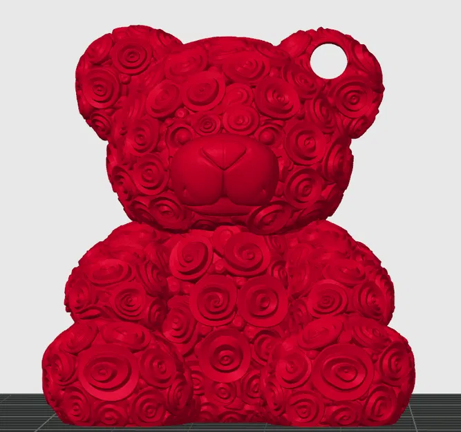 Tượng Gấu Hoa Hồng – Mẫu Trang Trí In 3D (Bản Móc Khóa & Tiêu Chuẩn) - Image 1