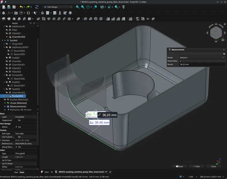 Xô xả nước máy giặt BOSCH ~35 mm chiều cao - Image 2
