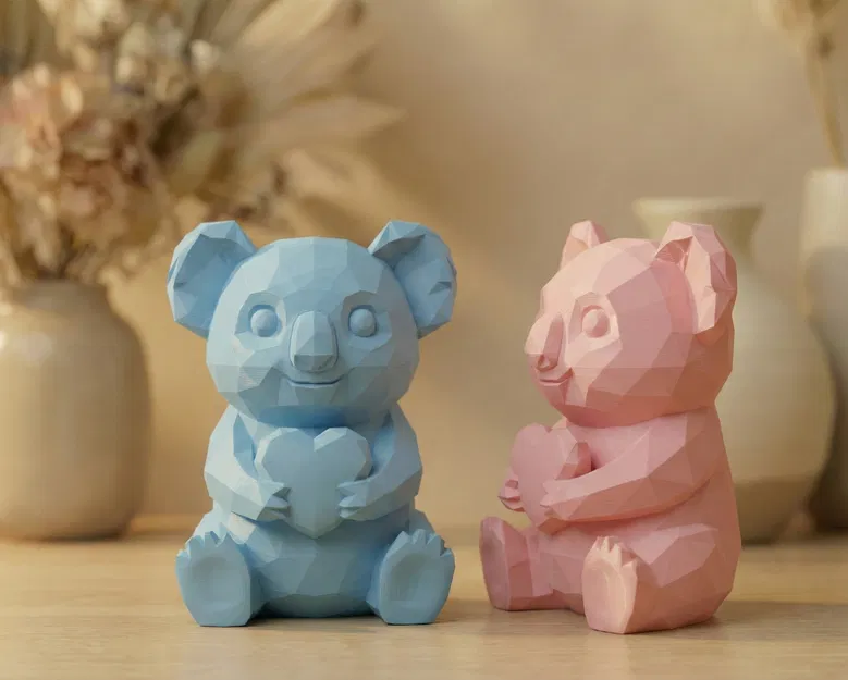 Koala Origami Ôm Tim – Quà Tặng Tình Yêu Hình Học - Image 1