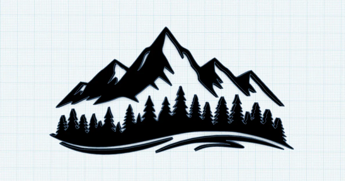 Silueta 2D núi với rừng (2d silueta hory s lesem) - Image 1