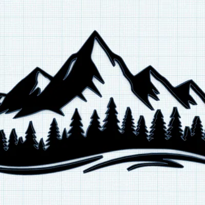 Silueta 2D núi với rừng (2d silueta hory s lesem)