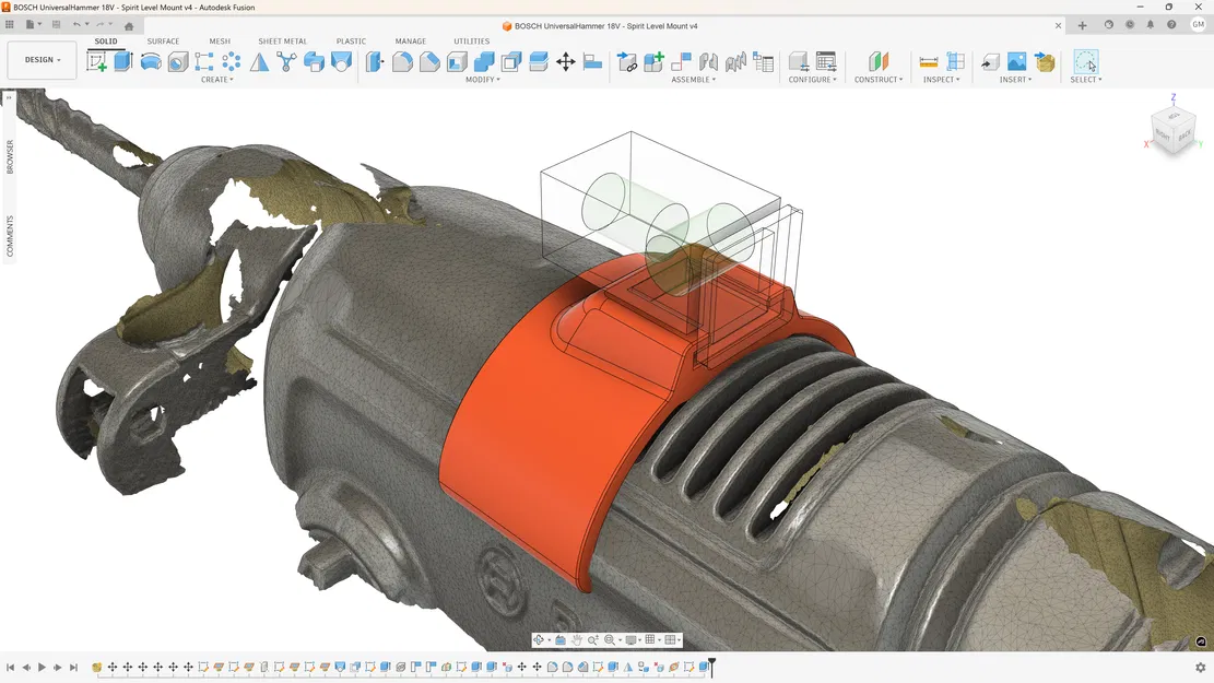 Kẹp gắn thước thủy cho BOSCH UniversalHammer 18V (Spirit Level Mounting Clip) - Image 1