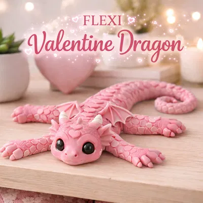 Rồng Flexi Valentine Dễ Thương – STL Rồng Vảy Trái Tim