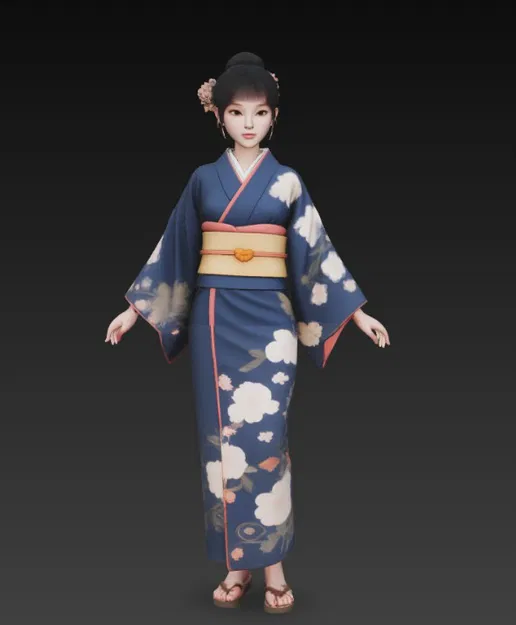 Cô gái châu Á trong kimono - Image 3