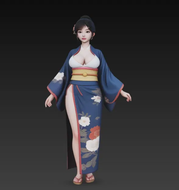 Cô gái châu Á trong trang phục kimono - Image 3