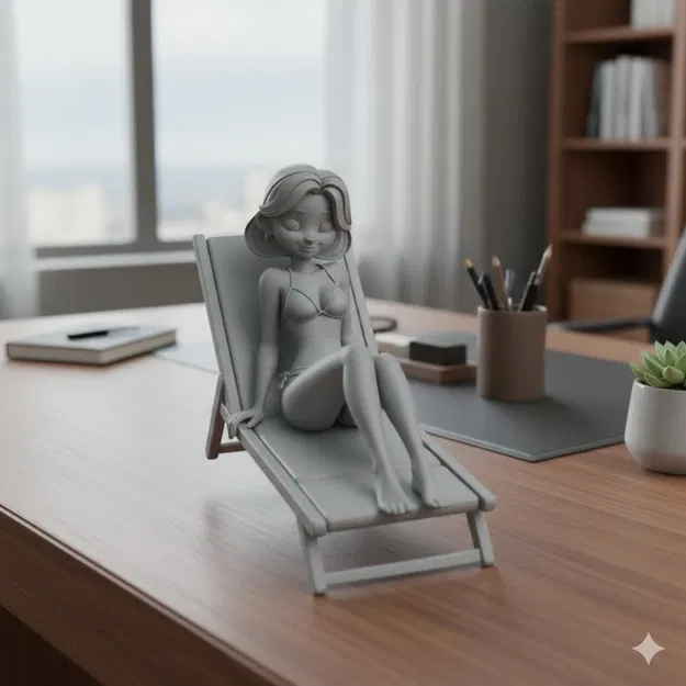 Cô gái mặc đồ bơi ngồi trên ghế nằm (deck chair) - Image 1