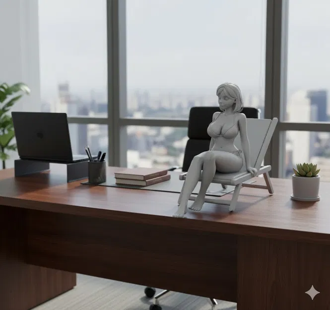 Cô gái mặc đồ bơi ngồi trên ghế xếp (deck chair) 2 - Image 1