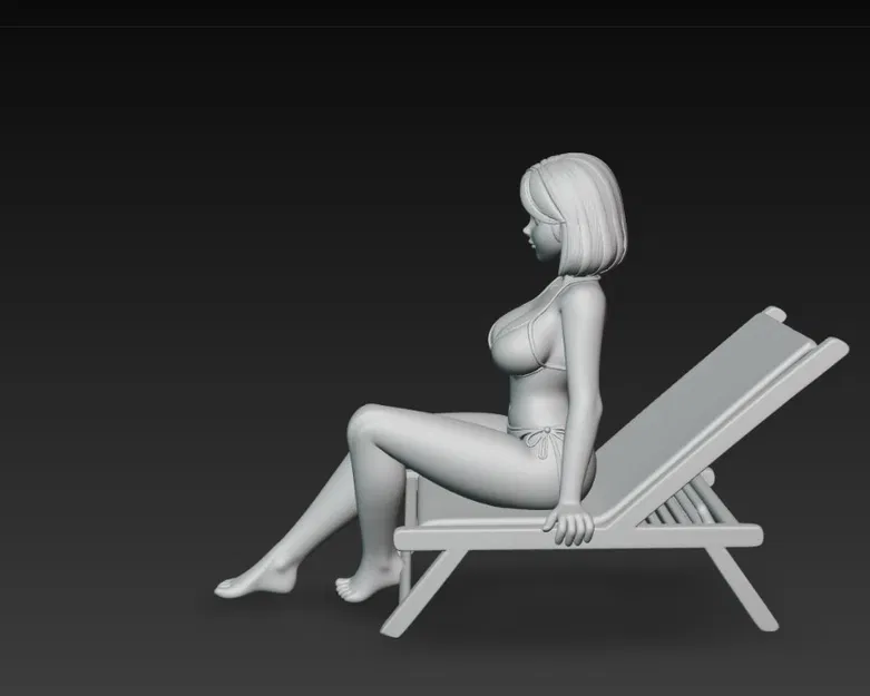 Cô gái mặc đồ bơi ngồi trên ghế xếp (deck chair) 2 - Image 2