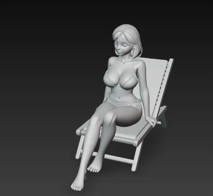 Cô gái mặc đồ bơi ngồi trên ghế xếp (deck chair) 2 - Image 3