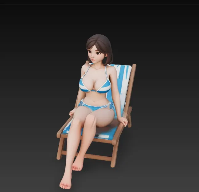 Cô gái mặc đồ bơi ngồi trên ghế xếp (deck chair) 2 - Image 4