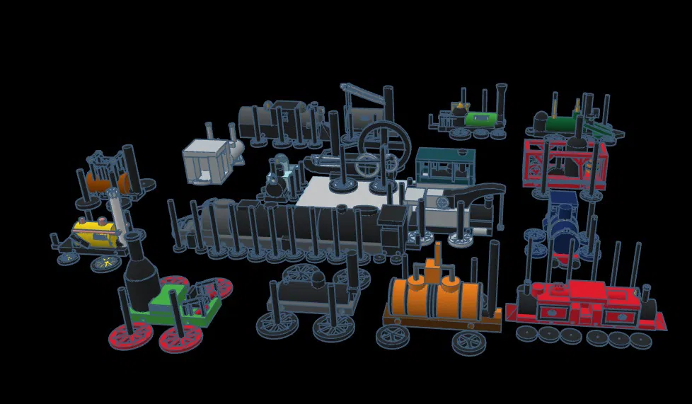 Bộ sưu tập đầu máy hơi nước kèm bánh xe lăn (Steam Locomotive Collection) - Image 1