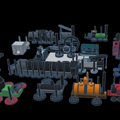 Bộ sưu tập đầu máy hơi nước kèm bánh xe lăn (Steam Locomotive Collection)