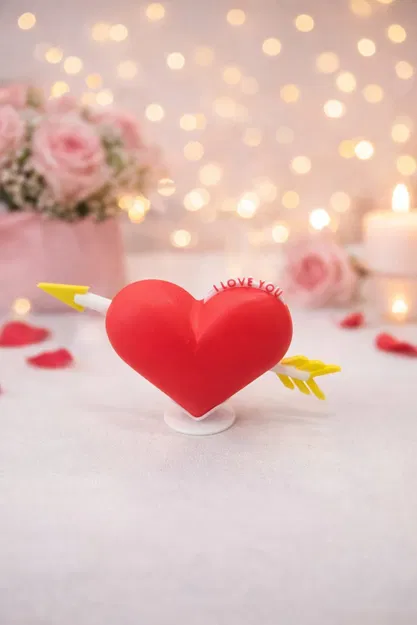 Trái Tim Valentine Có Mũi Tên – Điêu Khắc Cơ Khí Kèm Thông Điệp - Image 1