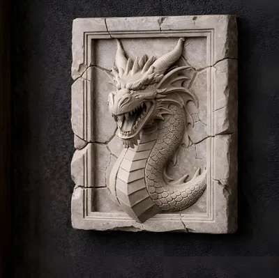 Stonebound Drake – Phù điêu trang trí treo tường