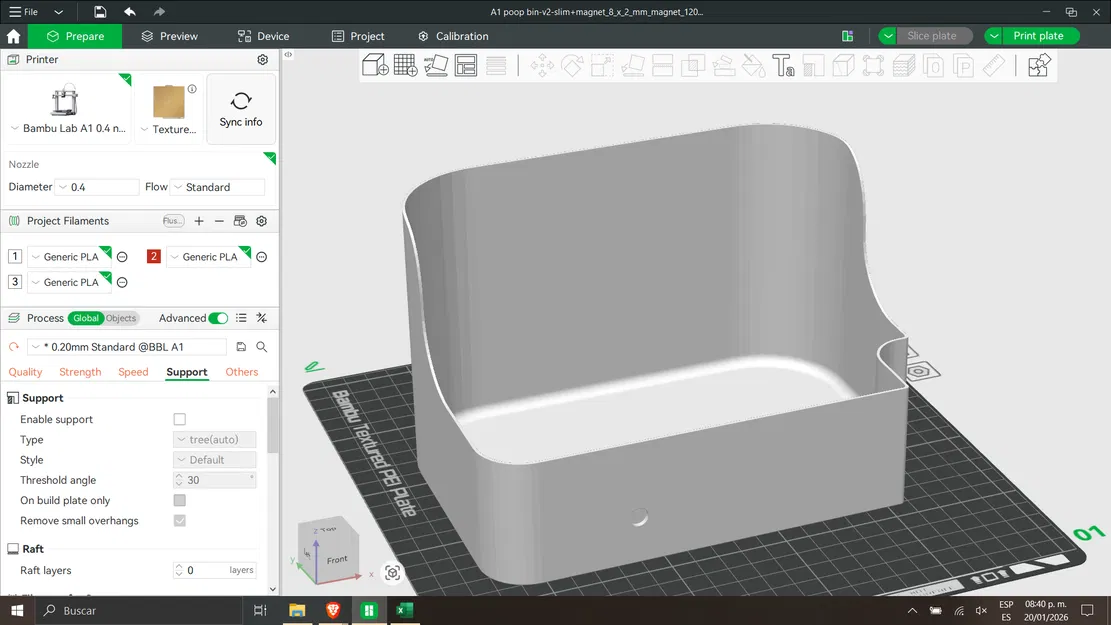 Bambu Lab A1 poop bin remix dùng nam châm 8x2 mm - Image 1