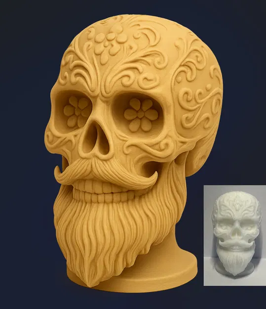 Hộp Sọ Râu Trang Trí (Decorated Bearded Skull) - Image 1