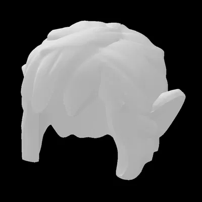 Tóc Minifig LEGO (105002.dat) ngắn rối, mái, đuôi ngựa, tai nhọn (pattern)