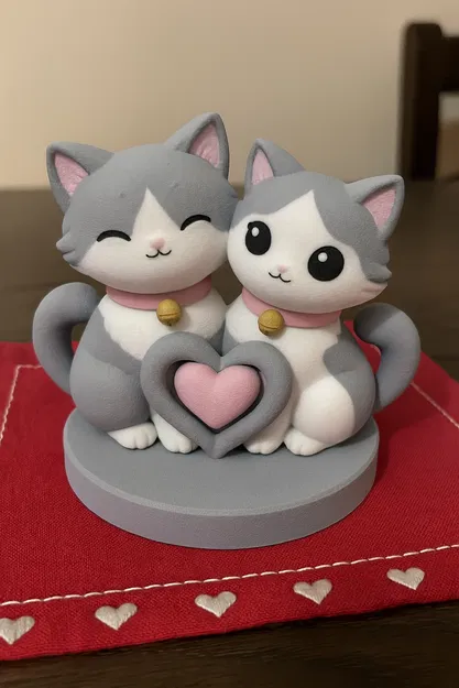 Trái Tim Valentine Purrfect – Cặp Mèo Dễ Thương - Image 1