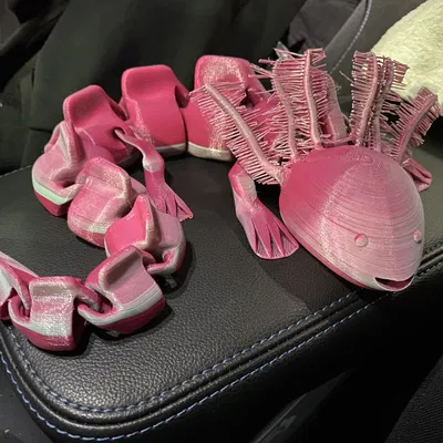 Axolotl Khớp Nối (Articulated) với Mang Lông Mịn (Fuzzy Gills)