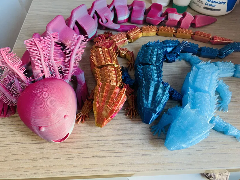 Axolotl Khớp Nối (Articulated) với Mang Lông Mịn (Fuzzy Gills) - Image 2