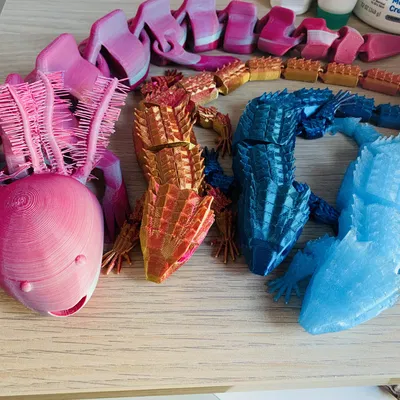 Axolotl Khớp Nối (Articulated) với Mang Lông Mịn (Fuzzy Gills)