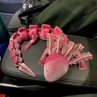 Axolotl Khớp Nối (Articulated) với Mang Lông Mịn (Fuzzy Gills)