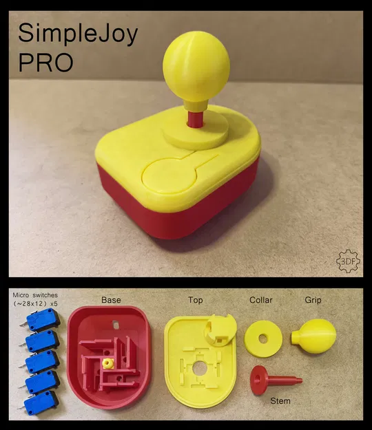 Simplejoy - PRO – Joystick retro gọn nhẹ, print-in-place, lắp click-together - Image 1