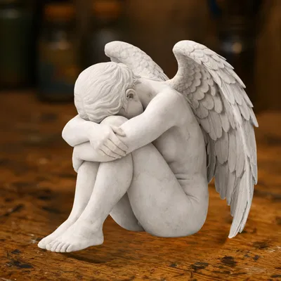 Tượng Thiên Thần Khóc — Tác Phẩm Điêu Khắc Thiên Thần Buồn Có Cánh