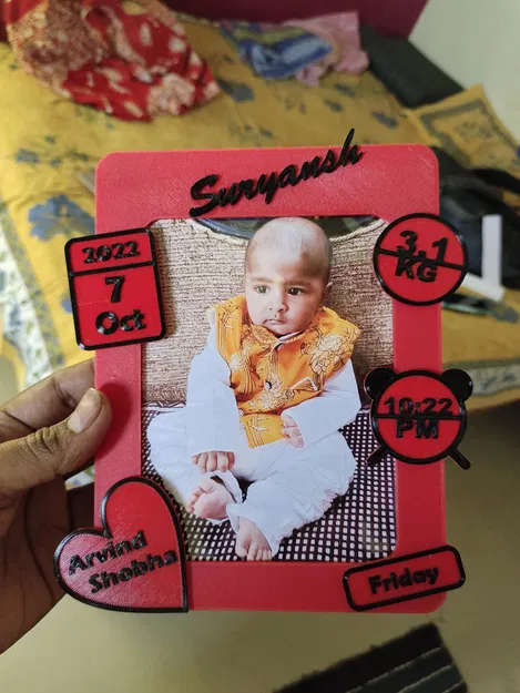 Khung ảnh cá nhân hoá STL – Thông tin bé sơ sinh / Quà tặng cặp đôi - Image 6