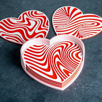 Bộ Lót Ly Ảo Giác Trái Tim (Heart Illusion Coasters)