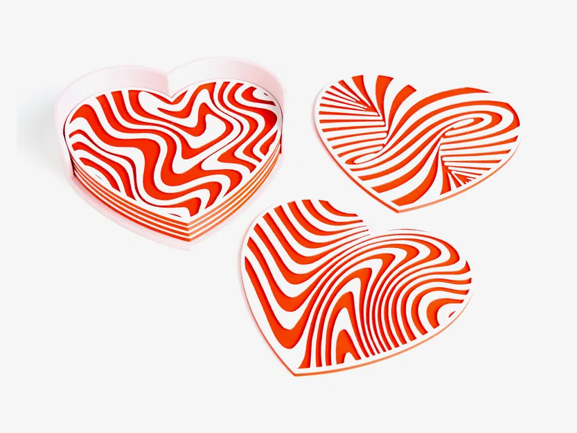 Bộ Lót Ly Ảo Giác Trái Tim (Heart Illusion Coasters) - Image 2