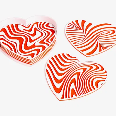 Bộ Lót Ly Ảo Giác Trái Tim (Heart Illusion Coasters)