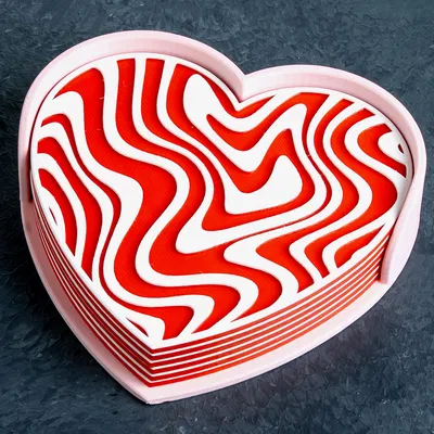 Bộ Lót Ly Ảo Giác Trái Tim (Heart Illusion Coasters)