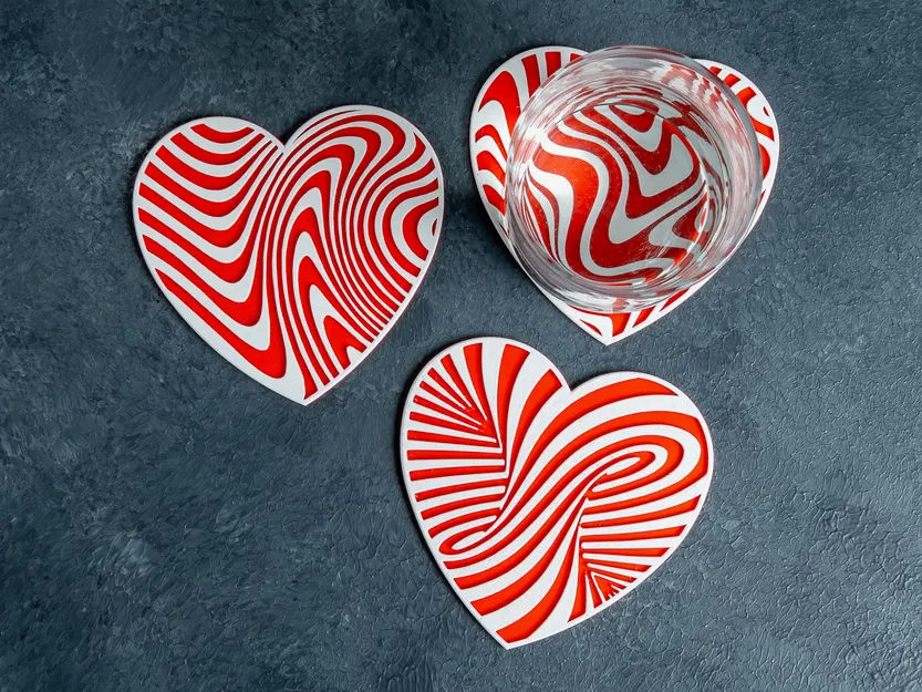 Bộ Lót Ly Ảo Giác Trái Tim (Heart Illusion Coasters) - Image 5