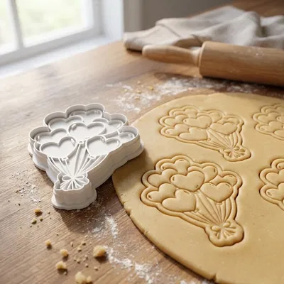 Khuôn Cắt Bánh Quy Bóng Bay Hình Trái Tim (Heart Shaped Ballons Cookie Cutter)
