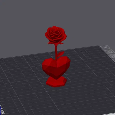 Hoa Hồng Lowpoly Kèm Đế Trái Tim - Decor Ngày Valentine