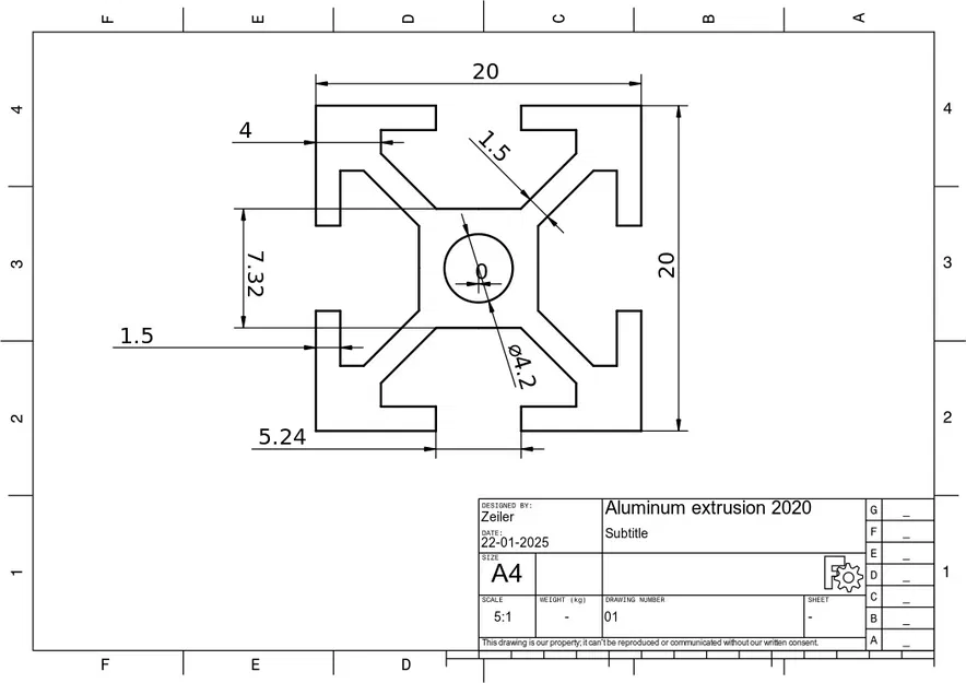 Thanh nhôm định hình 2020 4 rãnh (2020 4 Slot Aluminum Extrusion Profile) - Image 1